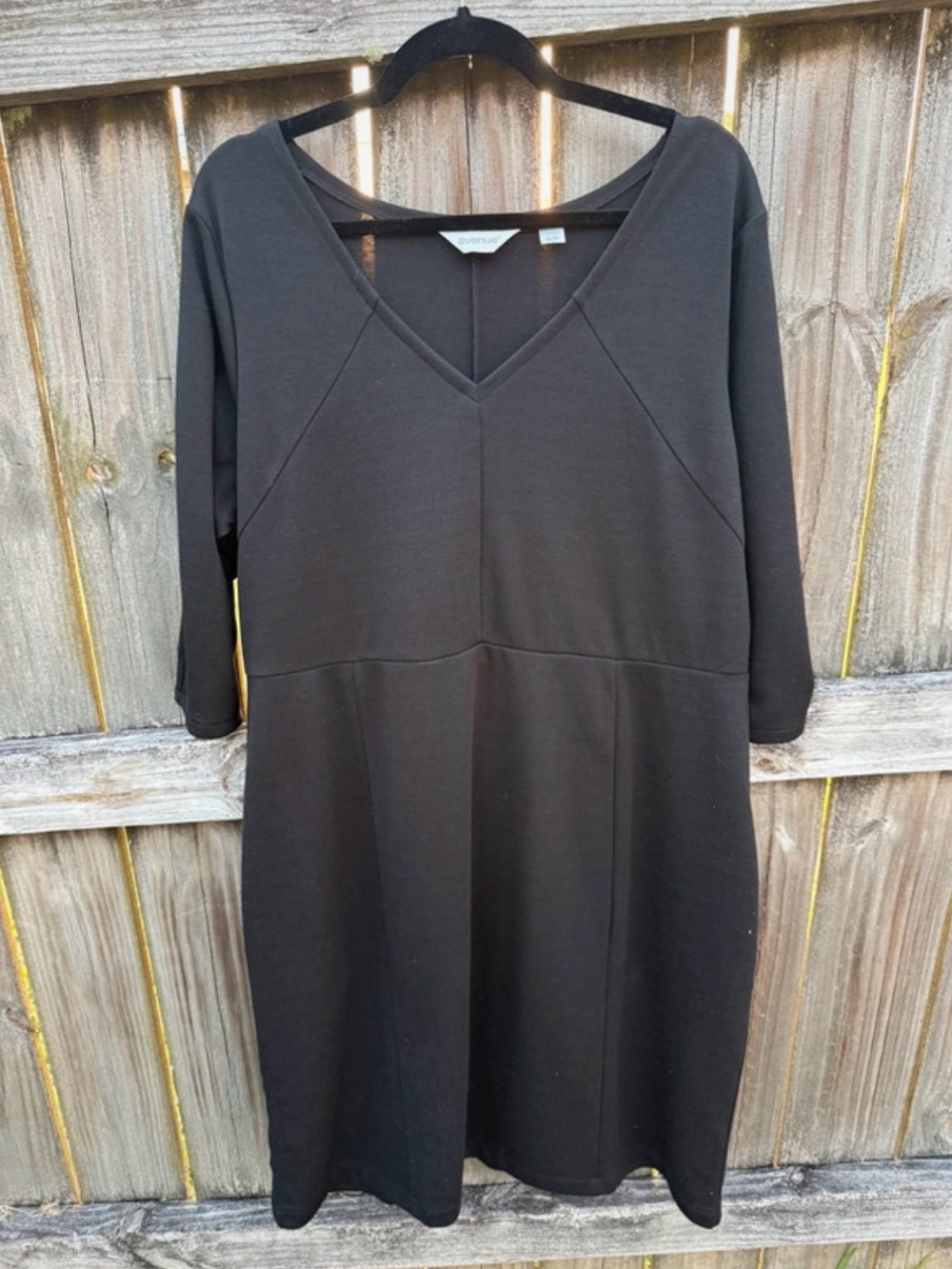 Avenue Black V-Neck Shift Dress